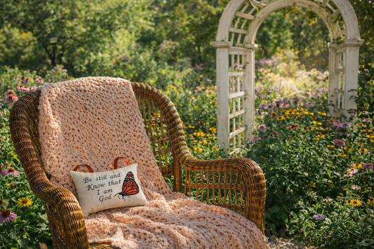 Personalized Music Box Pillow -- Embroidered MUSICAL Keepsake -- Resting Monarch Butterfly