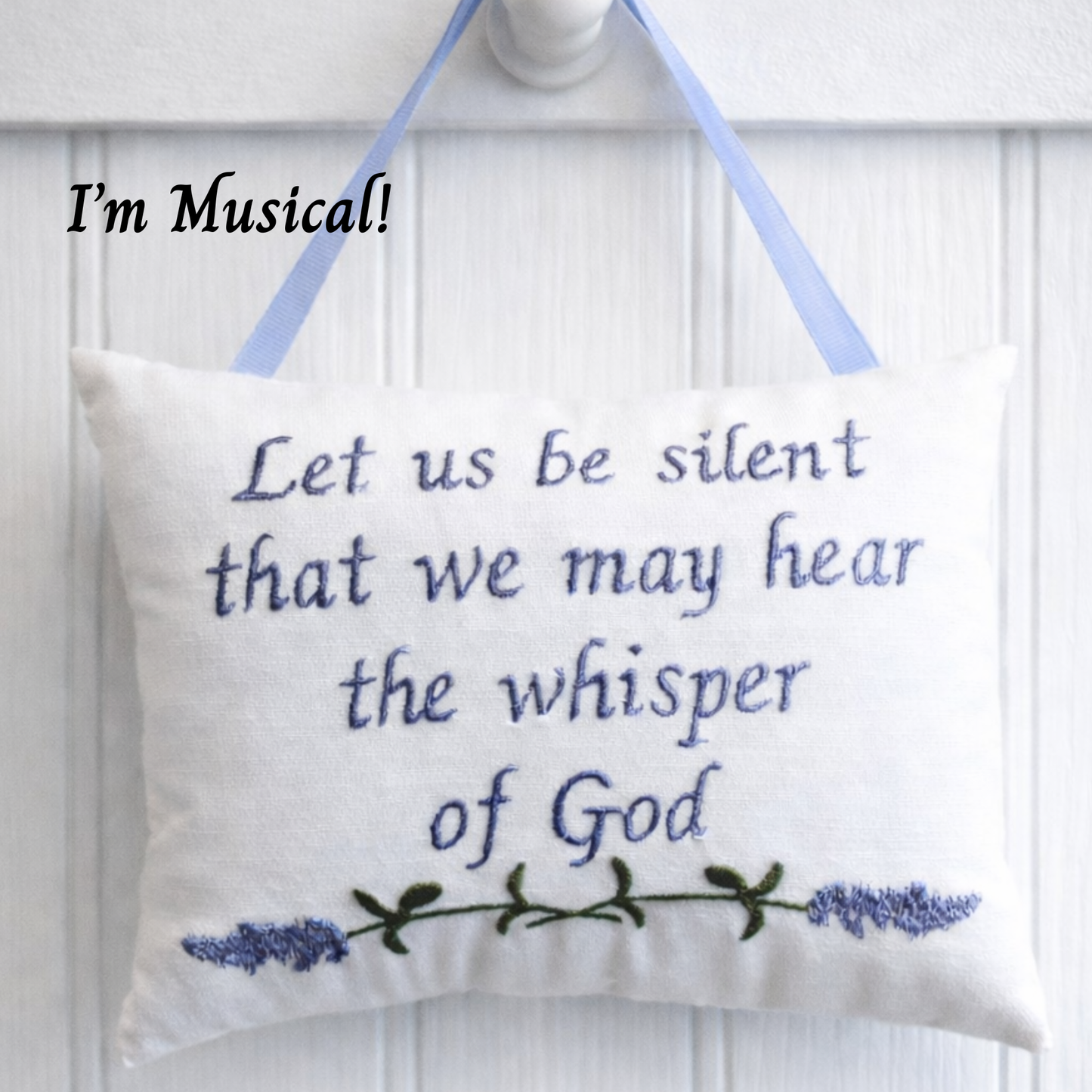 Personalized Music Box Pillow -- Embroidered MUSICAL Keepsake -- Simple Lavender