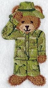 embroidered teddy bear in army camouflage uniform