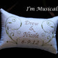 Custom Designed Music Box Pillow -- Embroidered Musical Keepsake -- Baby, Wedding, Holiday, Birthday, Faith, Friendship, Your Choice
