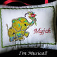 Baby Elephant APPLIQUE Music Box Pillow -- Personalized Embroidered MUSICAL Keepsake