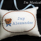 Tiny Teddy Head with Bow Music Box Pillow -- Personalized Embroidered MUSICAL Baby Keepsake