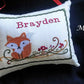 Forest Fox Music Box Pillow -- Personalized Embroidered MUSICAL Baby Keepsake