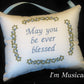 Twirling Vines & Periwinkle Music Box Pillow -- Personalized Embroidered MUSICAL Keepsake