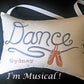 Dance in Script Music Box Pillow -- Personalized Embroidered MUSICAL Keepsake -- Dance, Ballet, Slippers