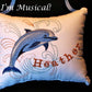 Dolphin Music Box Pillow -- Personalized Embroidered MUSICAL Keepsake