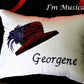 Red Hat Music Box Pillow -- Personalized Embroidered MUSICAL Keepsake