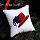 Red Hat Music Box Pillow -- Personalized Embroidered MUSICAL Keepsake