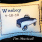 Vintage Pedal Car Music Box Pillow -- Personalized Embroidered MUSICAL Baby Keepsake