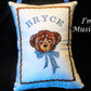 Teddy Bear Head with Bow Musical Baby Pillow -- Personalized Embroidered Baby Keepsake