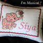 Baby Elephant APPLIQUE Music Box Pillow -- Personalized Embroidered MUSICAL Keepsake