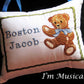 Classic Teddy Bear with Bow Music Box Pillow -- Personalized Embroidered MUSICAL Keepsake
