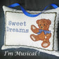 Classic Teddy Bear with Bow Music Box Pillow -- Personalized Embroidered MUSICAL Keepsake