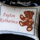 Classic Teddy Bear with Bow Music Box Pillow -- Personalized Embroidered MUSICAL Keepsake