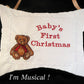 Stuffed Teddy Bear Music Box Pillow -- Personalized Embroidered MUSICAL Baby Keepsake
