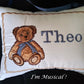 Stuffed Teddy Bear Music Box Pillow -- Personalized Embroidered MUSICAL Baby Keepsake